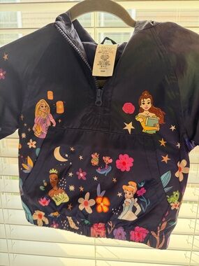 Disney Navy Purple Floral Princess Windbreaker